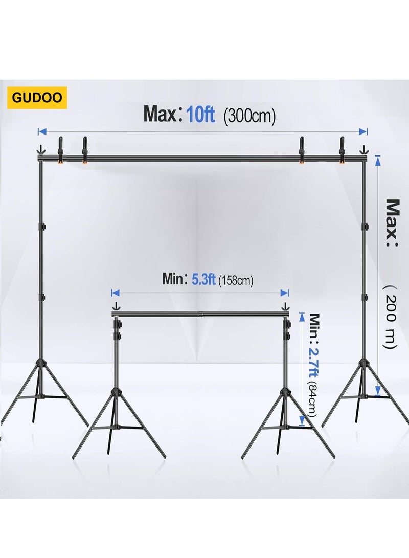 GUDOO طقم حامل خلفية للصور طقم تصوير نظام دعم حامل خلفية قابل للتعديل لتصوير الاستوديو دعامة خلفية لحفلات الزفاف 2 × 3 م - Image 2